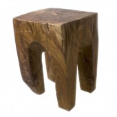 Teak Holz - Hocker 4eckig - geschliffen 