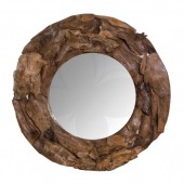 Teak Holz - Spiegel rund - lasiert