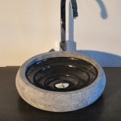Marmor - Waschbecken GALLET rund  - schwarz