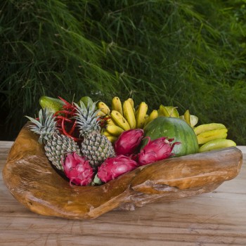 Teak Holz - Schale rustikal � 60 cm - lasiert