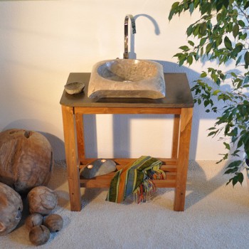 Marmor - Waschbecken HARRI batik grau braun