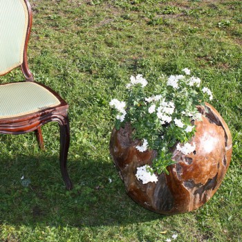 Teak Holz - Kugel massiv � 60 cm - lasiert