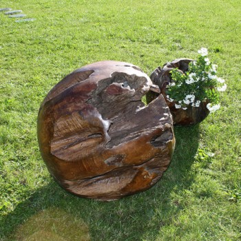Teak Holz - Kugel massiv � 80 cm - lasiert