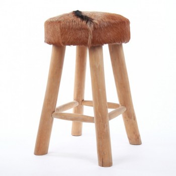 Ziegen Fell - Bar Hocker 60 cm rund - braun