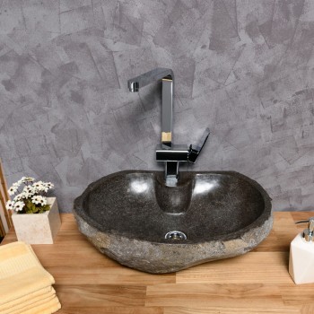 Steinwaschbecken mit Naturkante innen poliert 40-50 cm