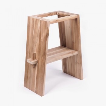 Teak Holz Waschtisch ZEN inkl. Marmorplatte schwarz 60x40x74 cm