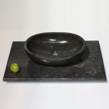 Marmor Waschtisch-Platte schwarz 80x52x3cm