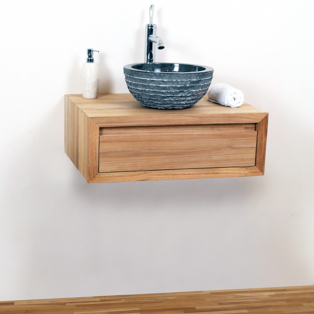 Teakholz Q vanity 70 cm series 50 cm Depth with drawer_2
