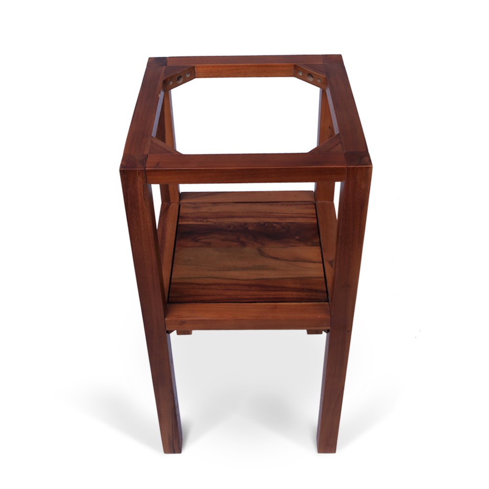 Teak Holz Waschtisch SMINI inkl. Marmorplatte schwarz 40x40x80cm – bei