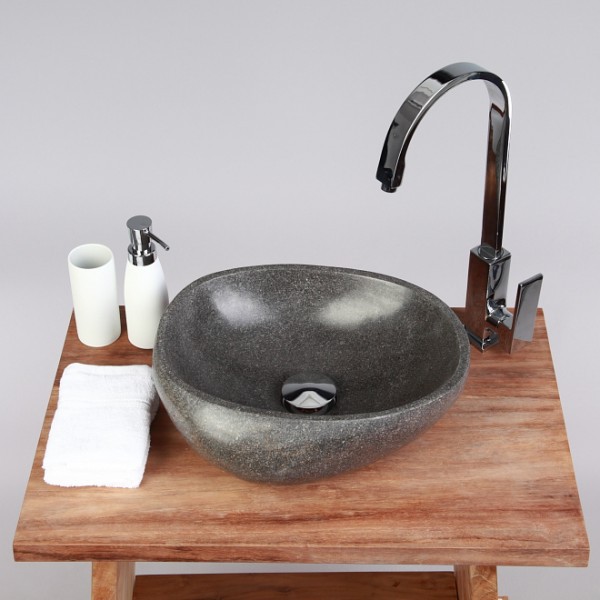 Naturstein Waschbecken 30 cm rundum poliert