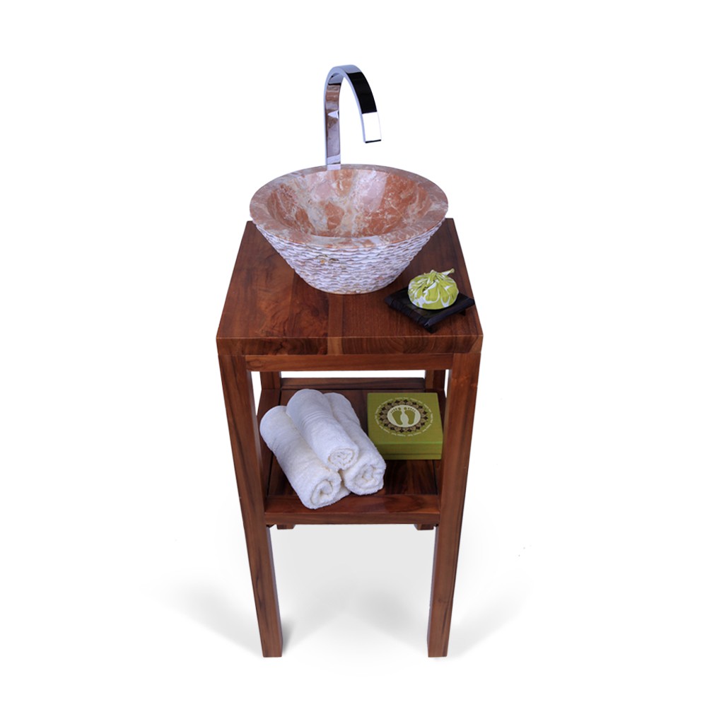 Teak Holz Waschtisch SMINI 40x40x80cm lasiert – bei wohnfreuden kaufen