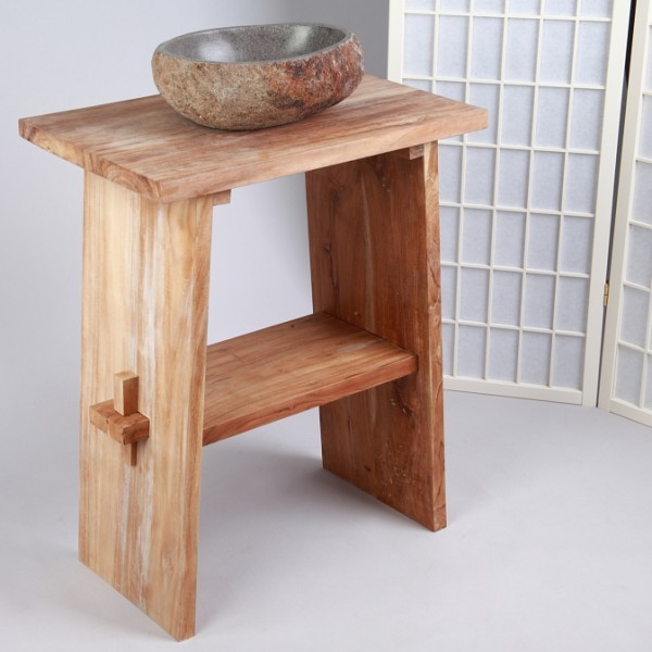 Teak Holz Zen Waschtisch natur 60x40x74cm – bei wohnfreuden kaufen Teak Holz Zen Waschtisch natur 60x40x74cm – bei wohnfreuden kaufen