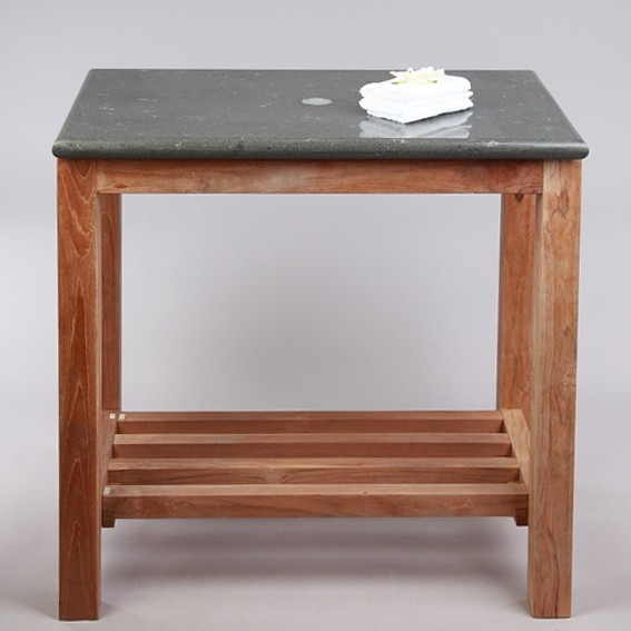 Teak Holz Waschtisch mit Natursteinplatte 80x50x76cm – bei wohnfreuden