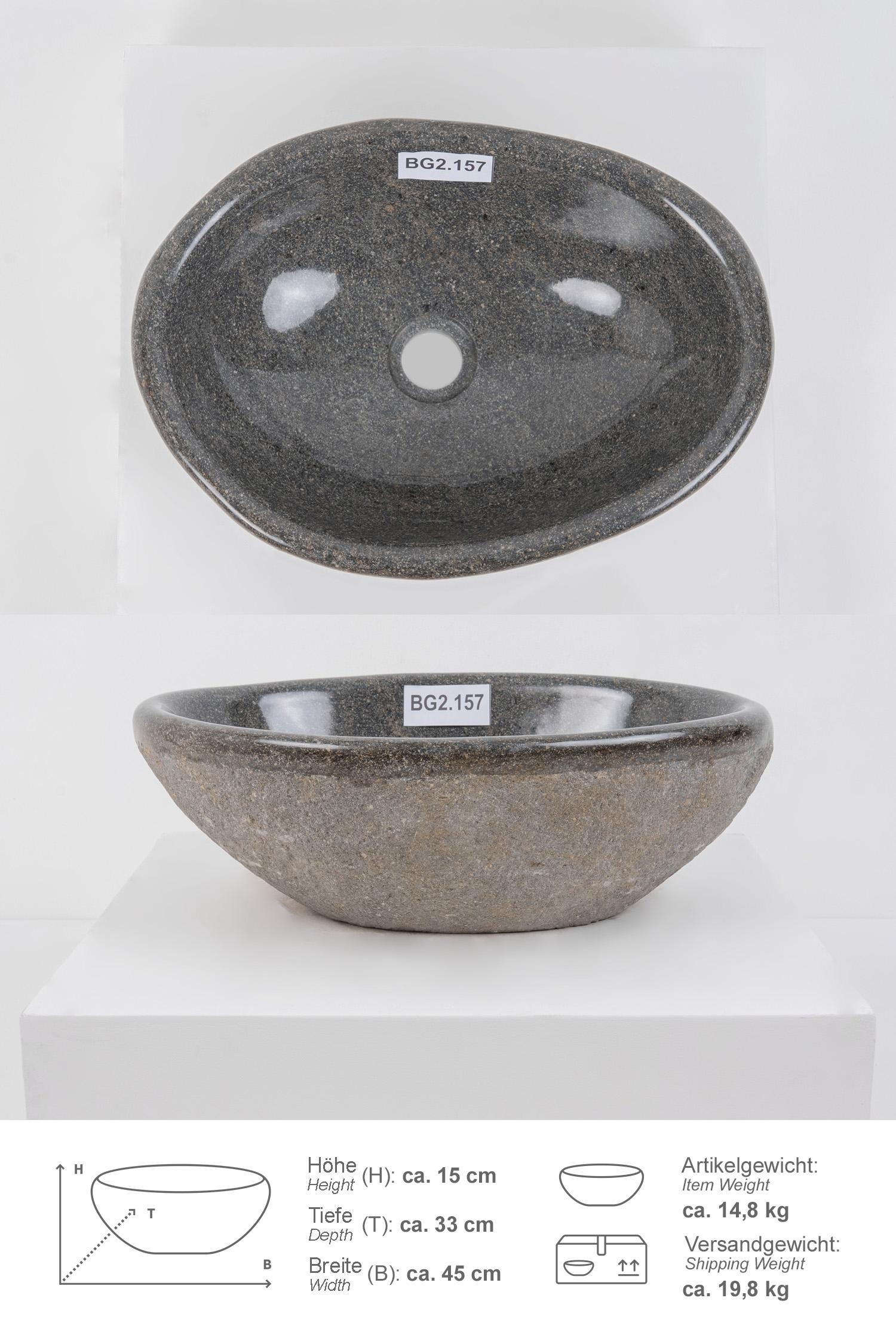 Naturstein Waschbecken 40 cm mit abgerundeter Kante
BG2.157