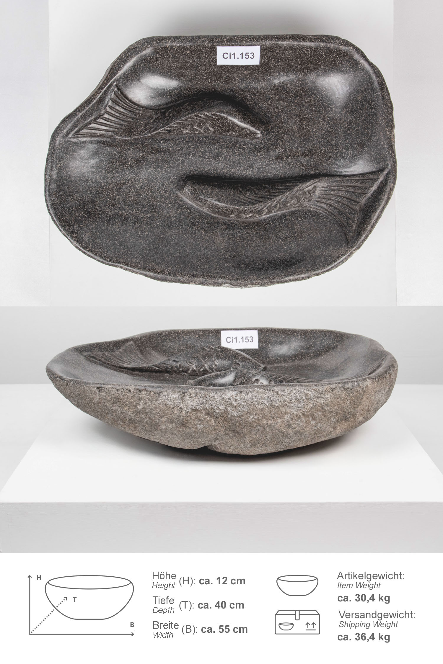 Naturstein Vogeltränke 50 cm
Ci1.153