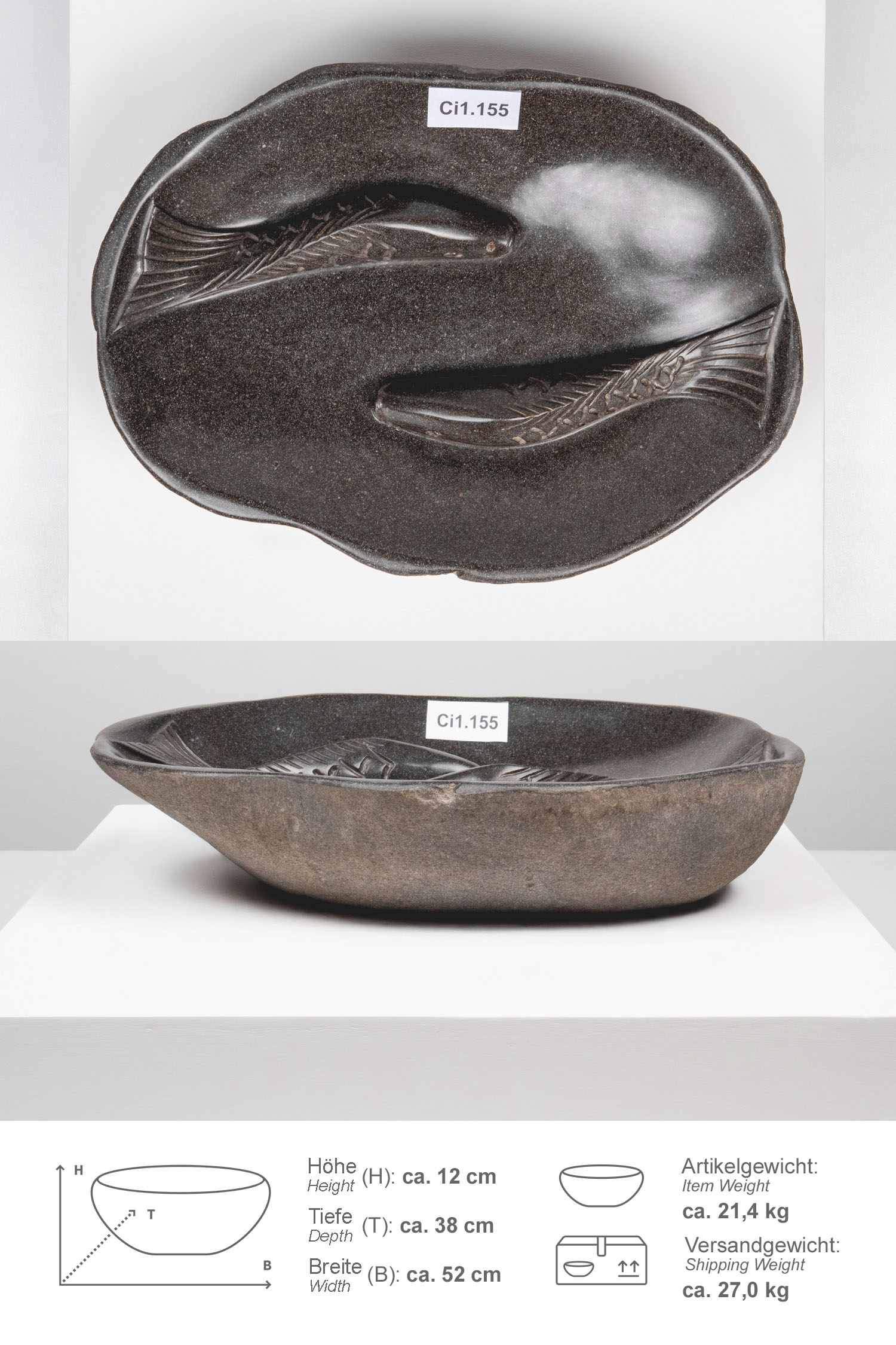 Naturstein Vogeltränke 50 cm
Ci1.155