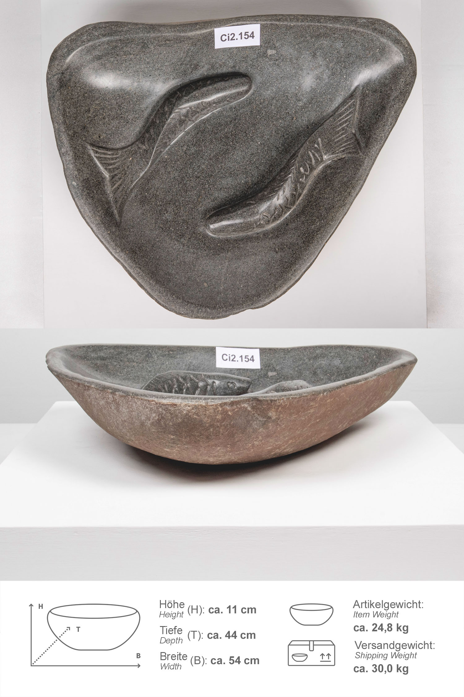 Naturstein Vogeltränke 50 cm
Ci2.154