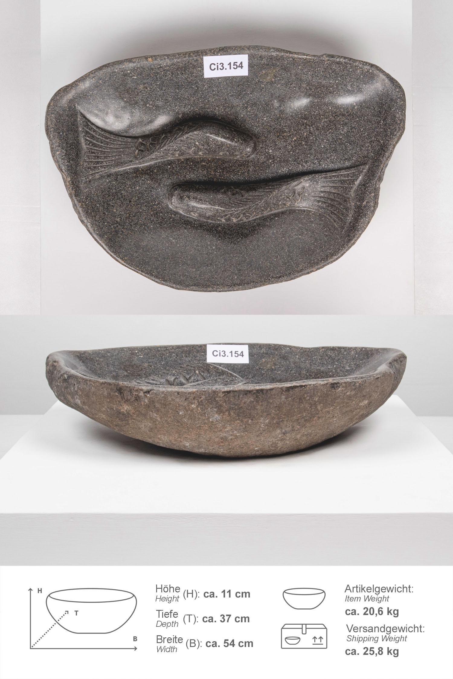 Naturstein Vogeltränke 50 cm
Ci3.154