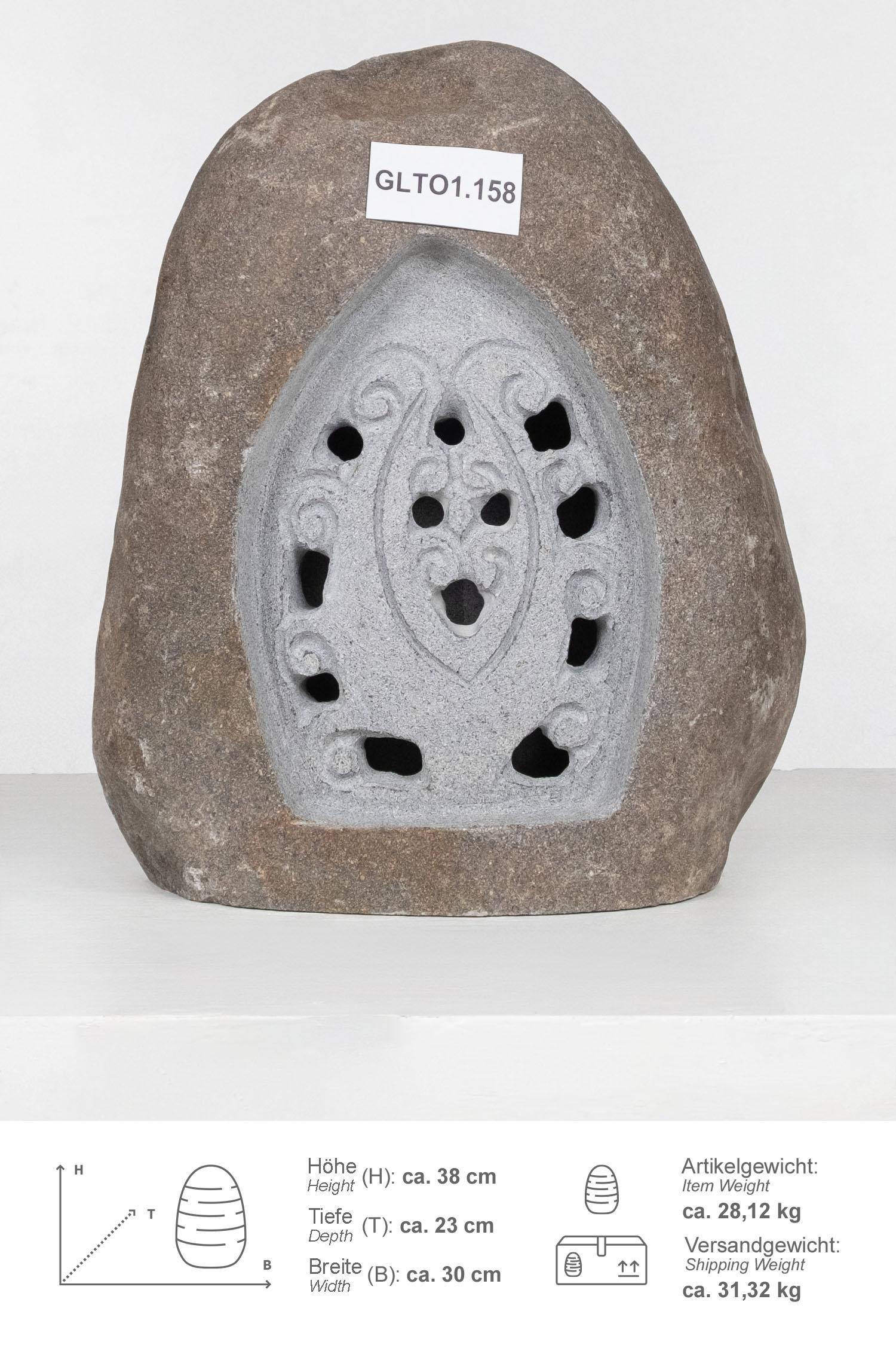 Garten Steinlampe Blumenornament 39 cm GLTO1.158