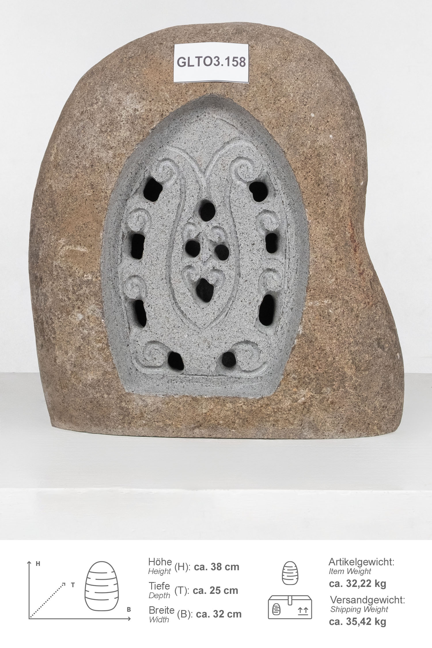 Garten Steinlampe Blumenornament 39 cm
GLTO3.158