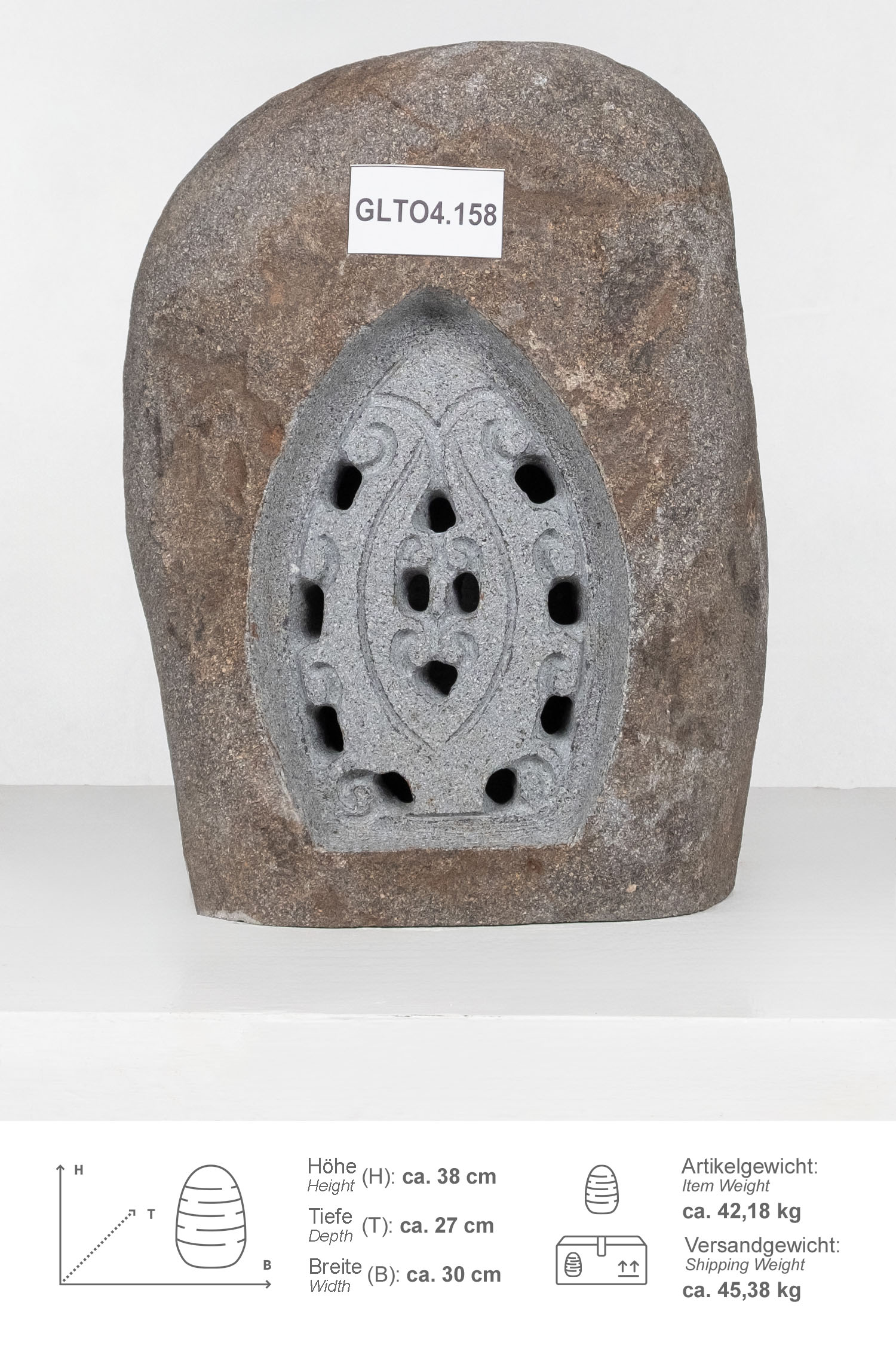 Garten Steinlampe Blumenornament 39 cm
GLTO4.158