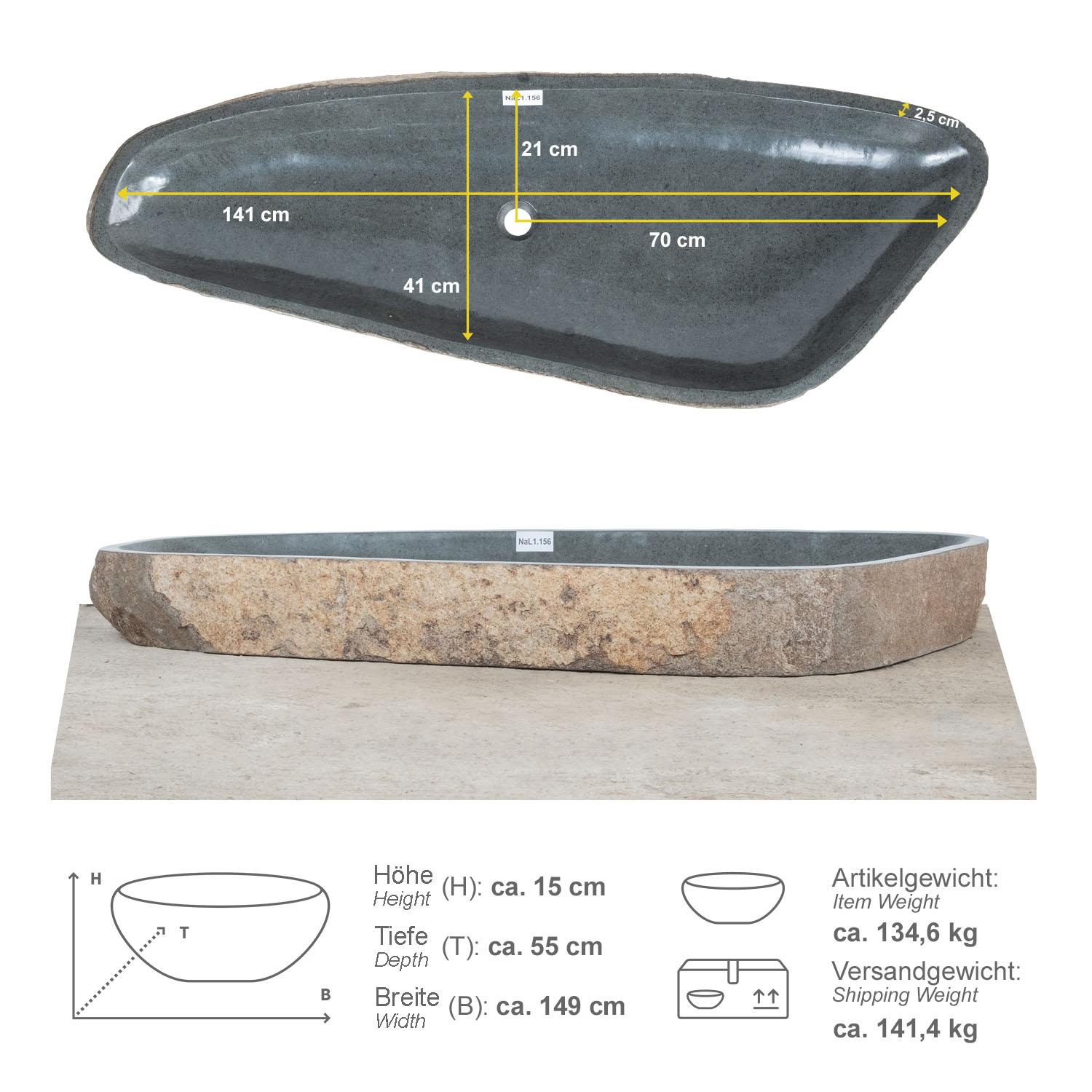Naturstein Waschbecken NAMSTONE ca. 160 cm NaL1.156
