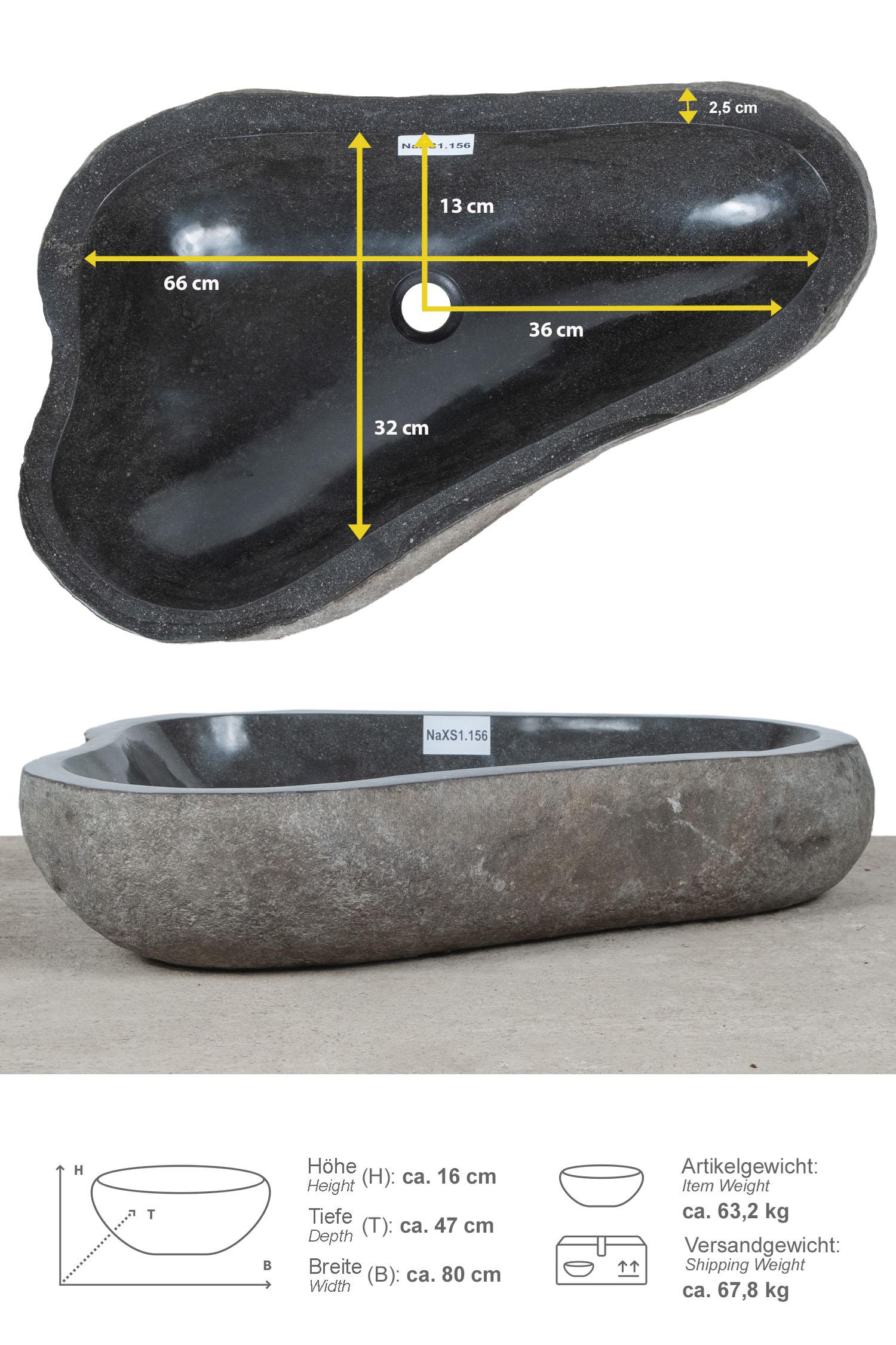 Naturstein Waschbecken NAMSTONE ca. 90 cm NaXS1.156