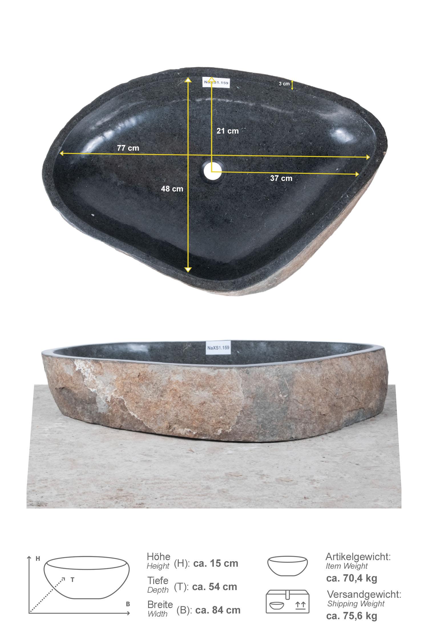 Naturstein Waschbecken NAMSTONE ca. 90 cm
NaXS1.159