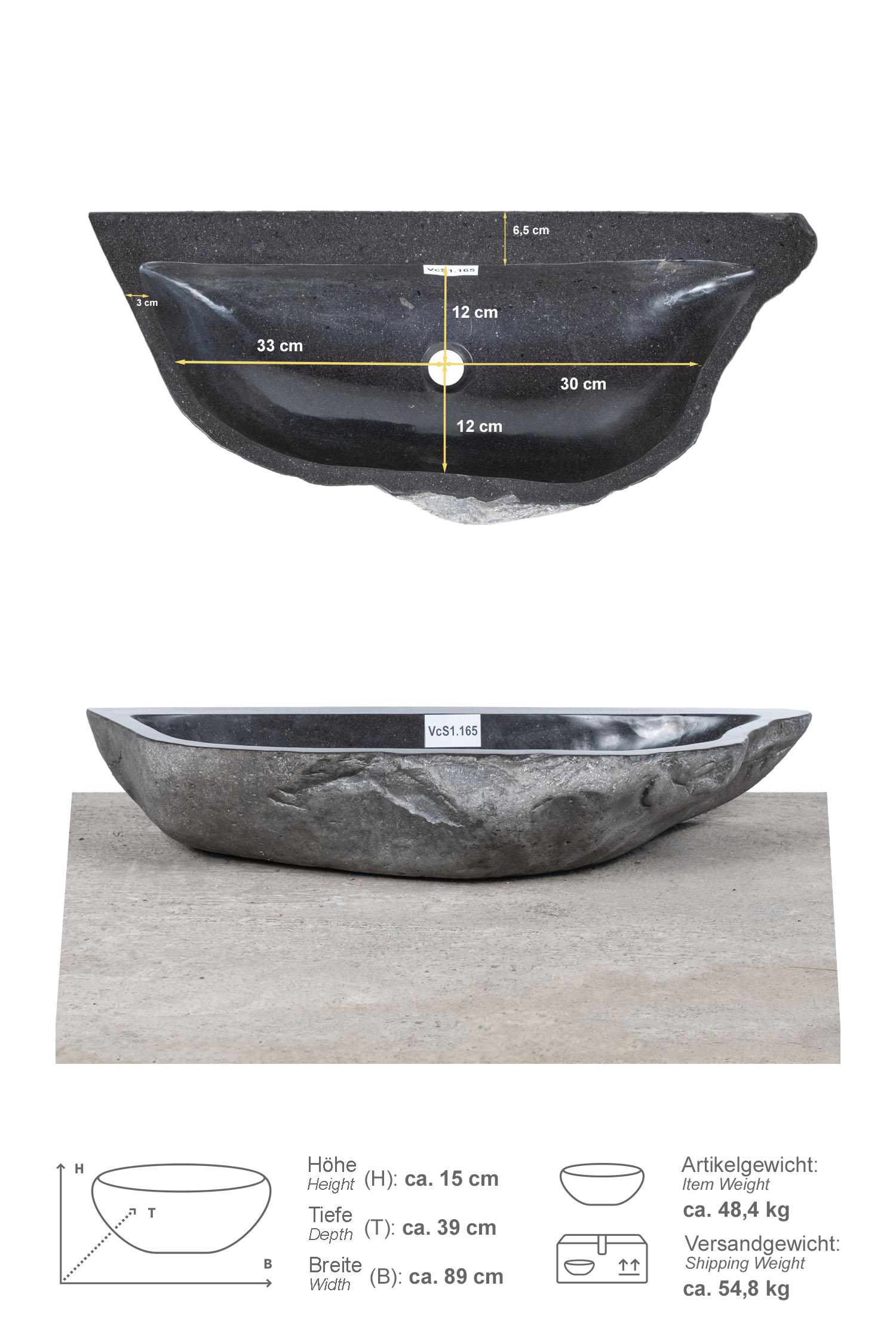 Naturstein Waschbecken 80 cm gerade Rückwand
VCS1.165