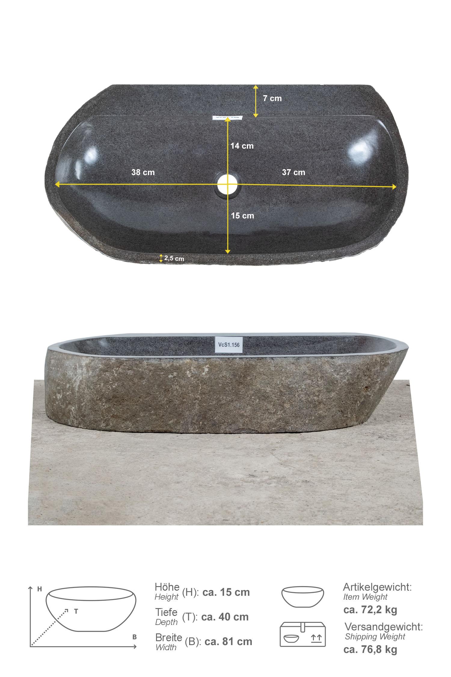 Naturstein Waschbecken 80 cm gerade Rückwand
VcS1.156