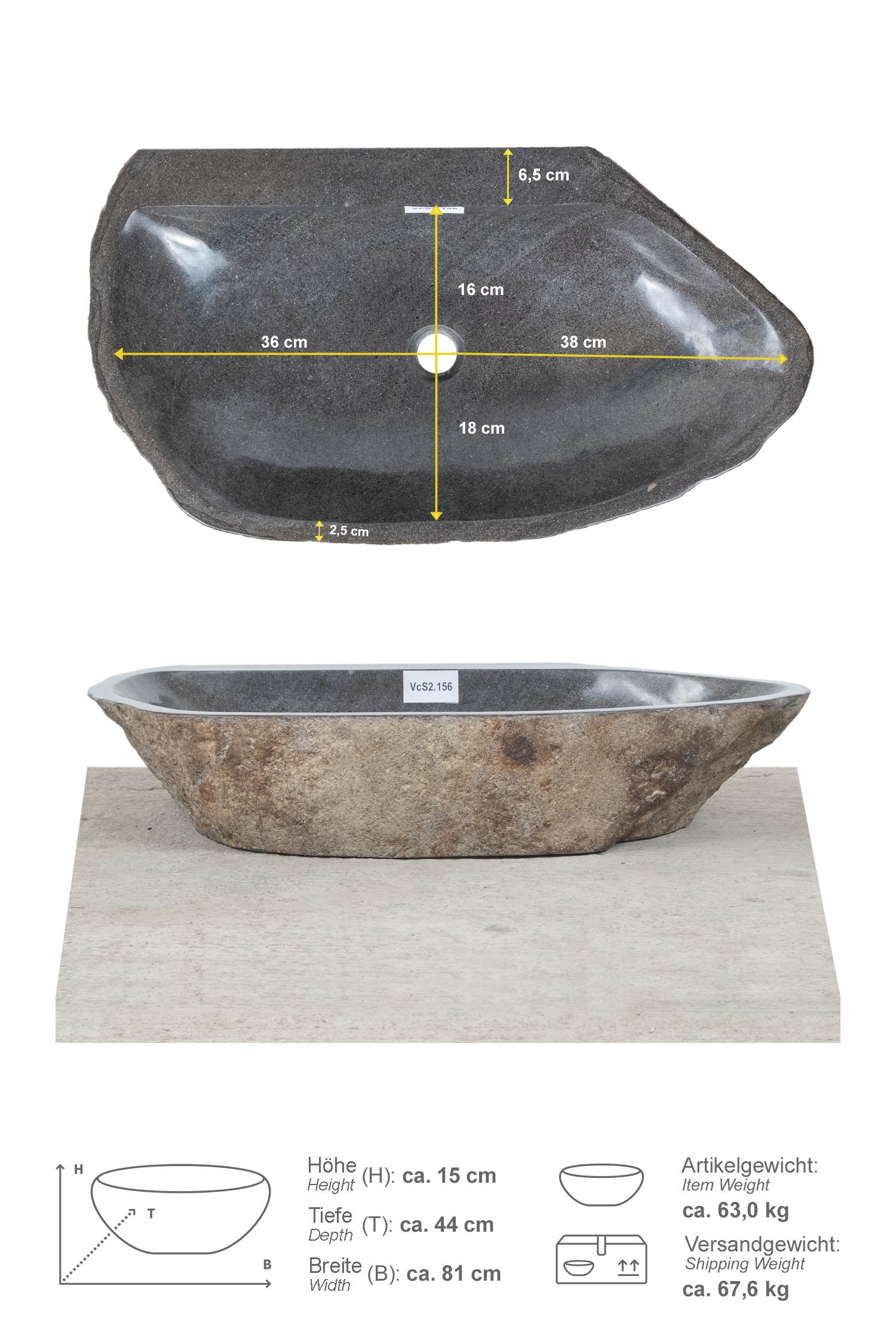 Naturstein Waschbecken 80 cm gerade Rückwand
VcS2.156