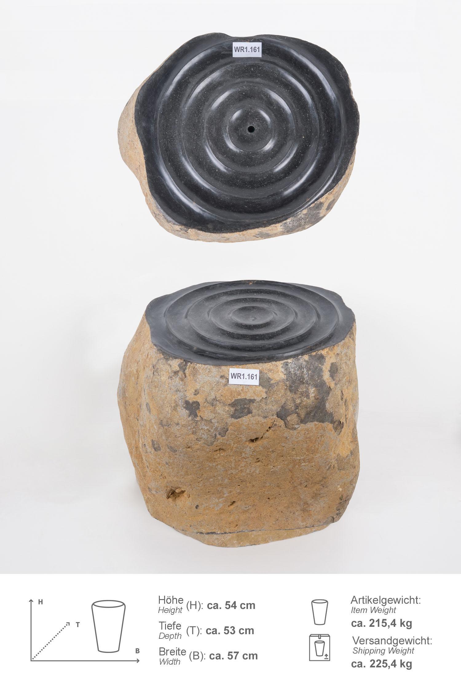 Flussstein Gartenbrunnen Säule Kapi mit Spirale Ø 60 cm WR1.161