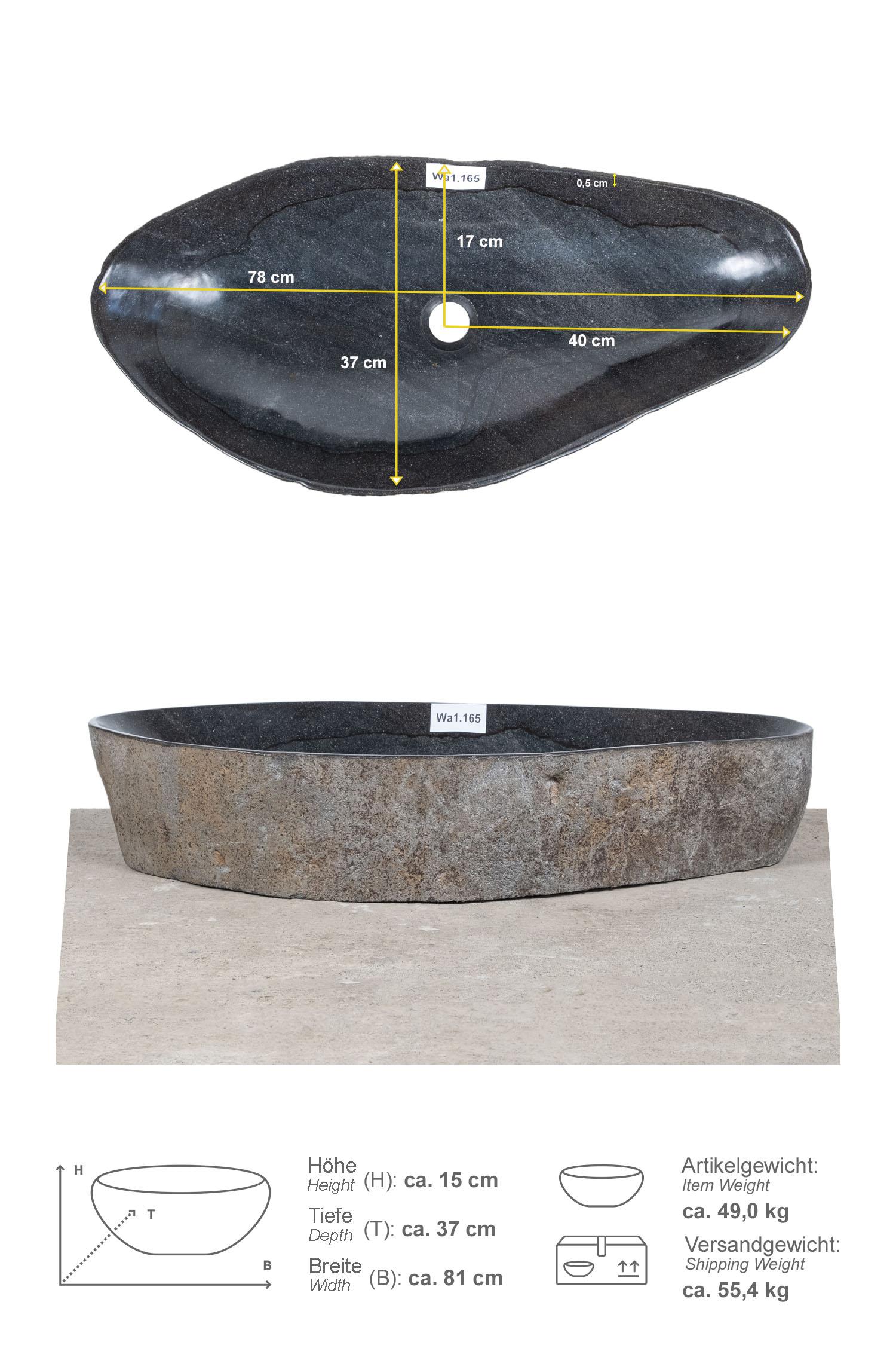 Natursteinwaschbecken 80 cm mit Naturkante
Wa1.165