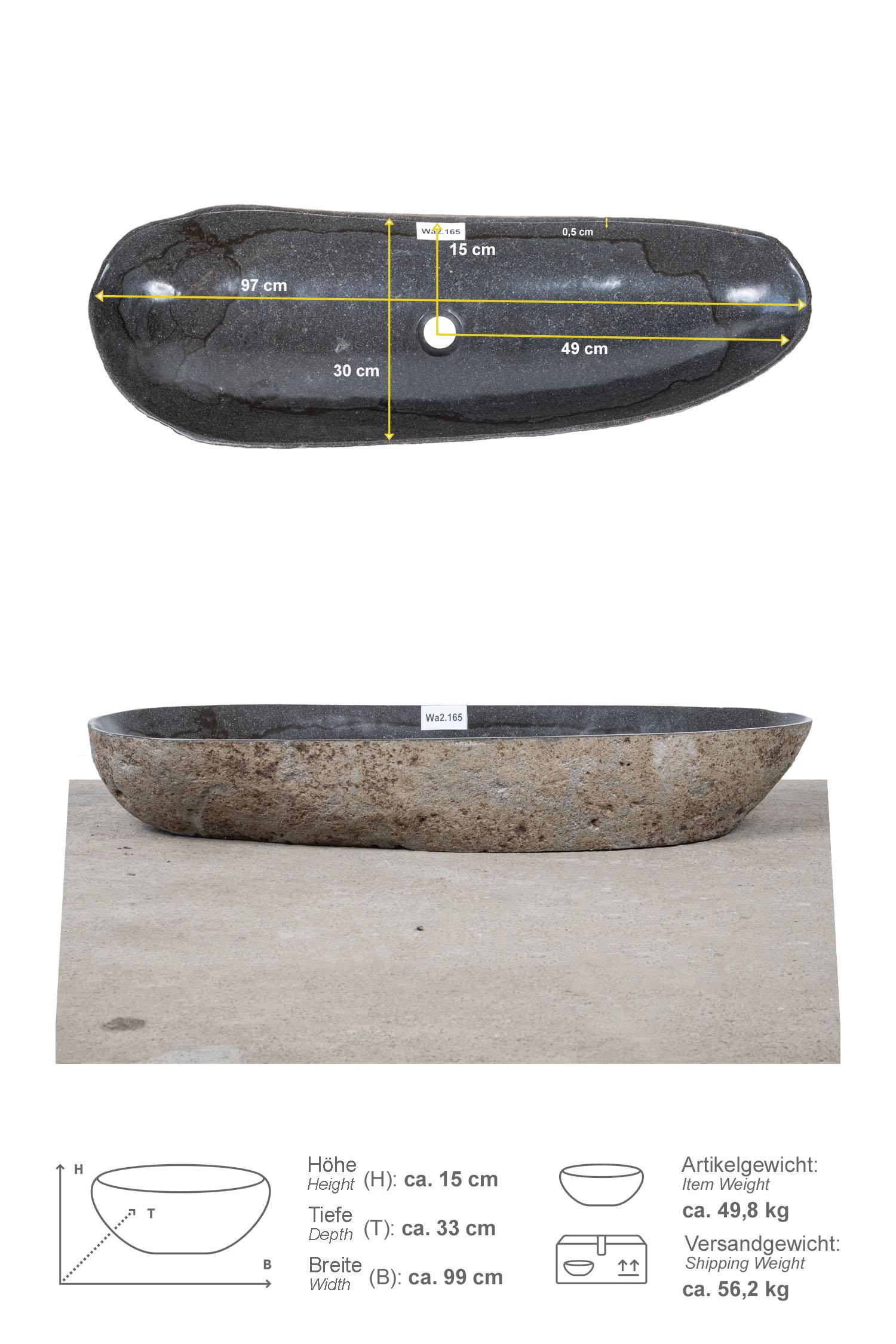 Natursteinwaschbecken 80 cm mit Naturkante
Wa2.165
