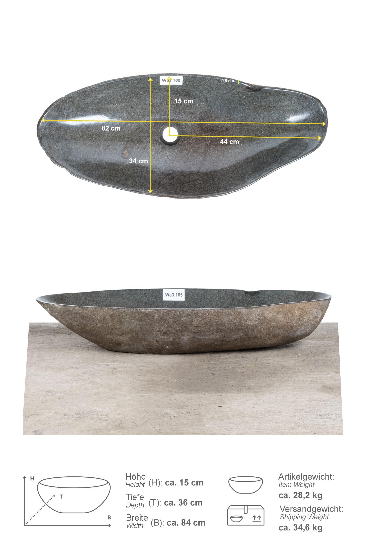 Natursteinwaschbecken 80 cm mit Naturkante
Wa3.165