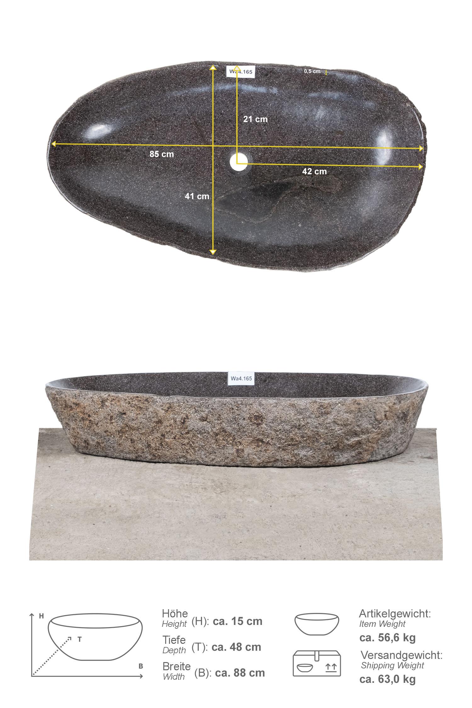 Natursteinwaschbecken 80 cm mit Naturkante
Wa4.165