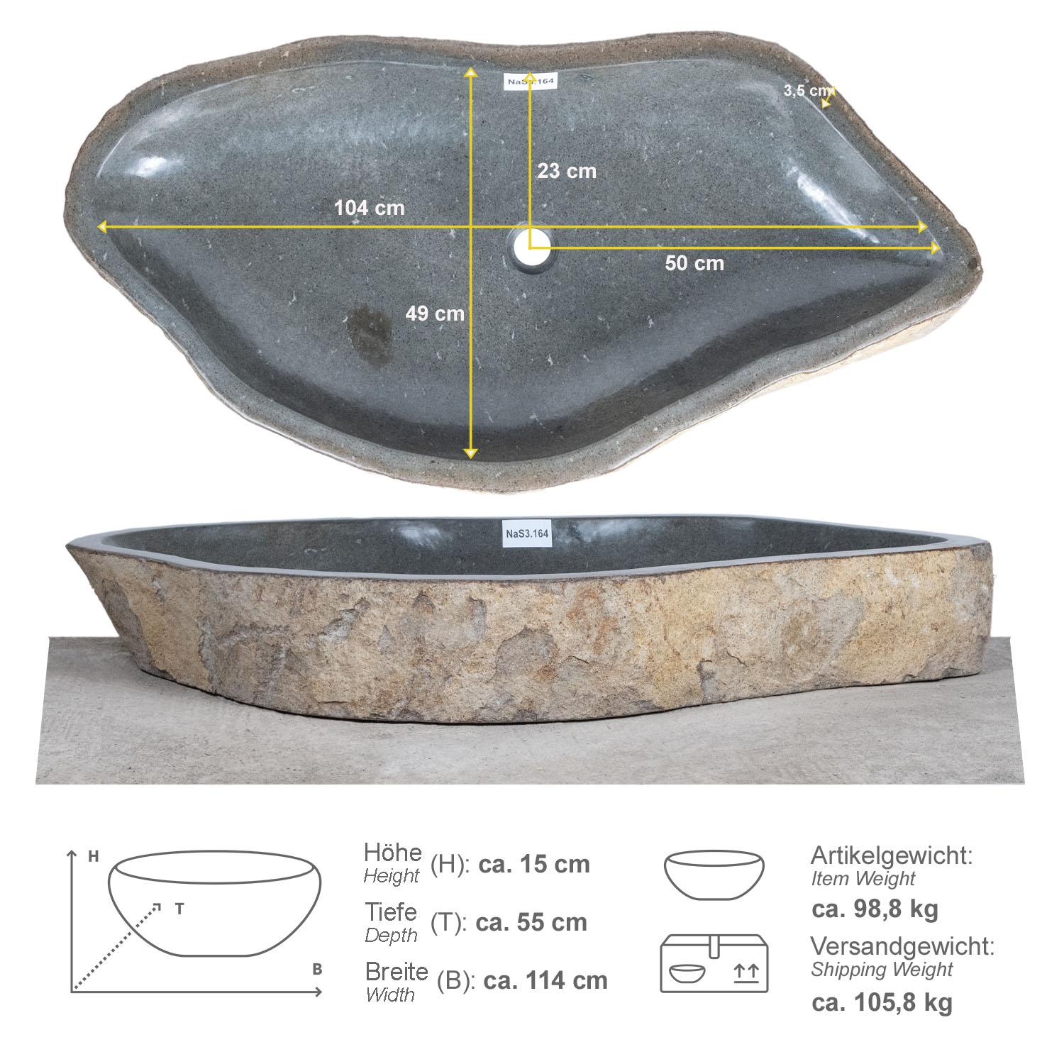 Naturstein Waschbecken NAMSTONE ca. 100 cm
NaS3.164