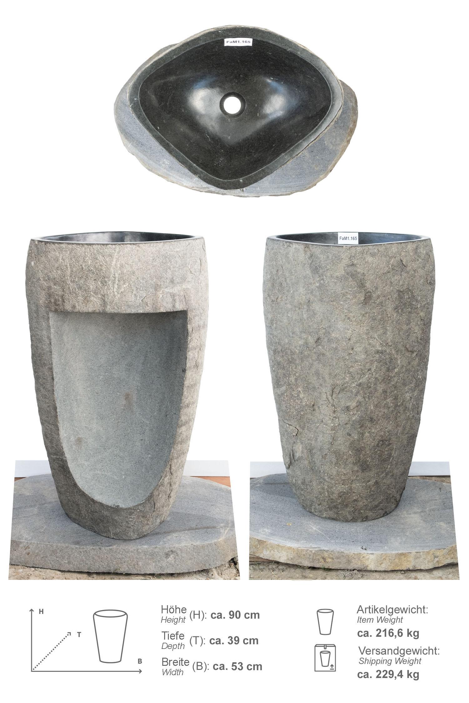 Naturstein-Säule Standwaschbecken 40 cm natur FaM1.165