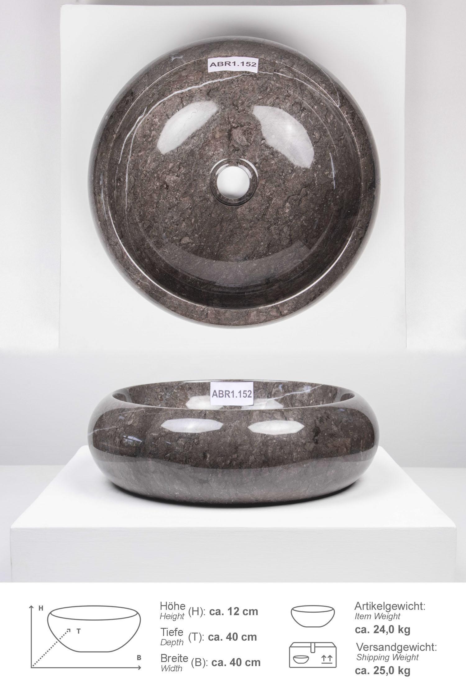 Marmor Waschbecken ASBAK 40 cm schwarz ABR1.152