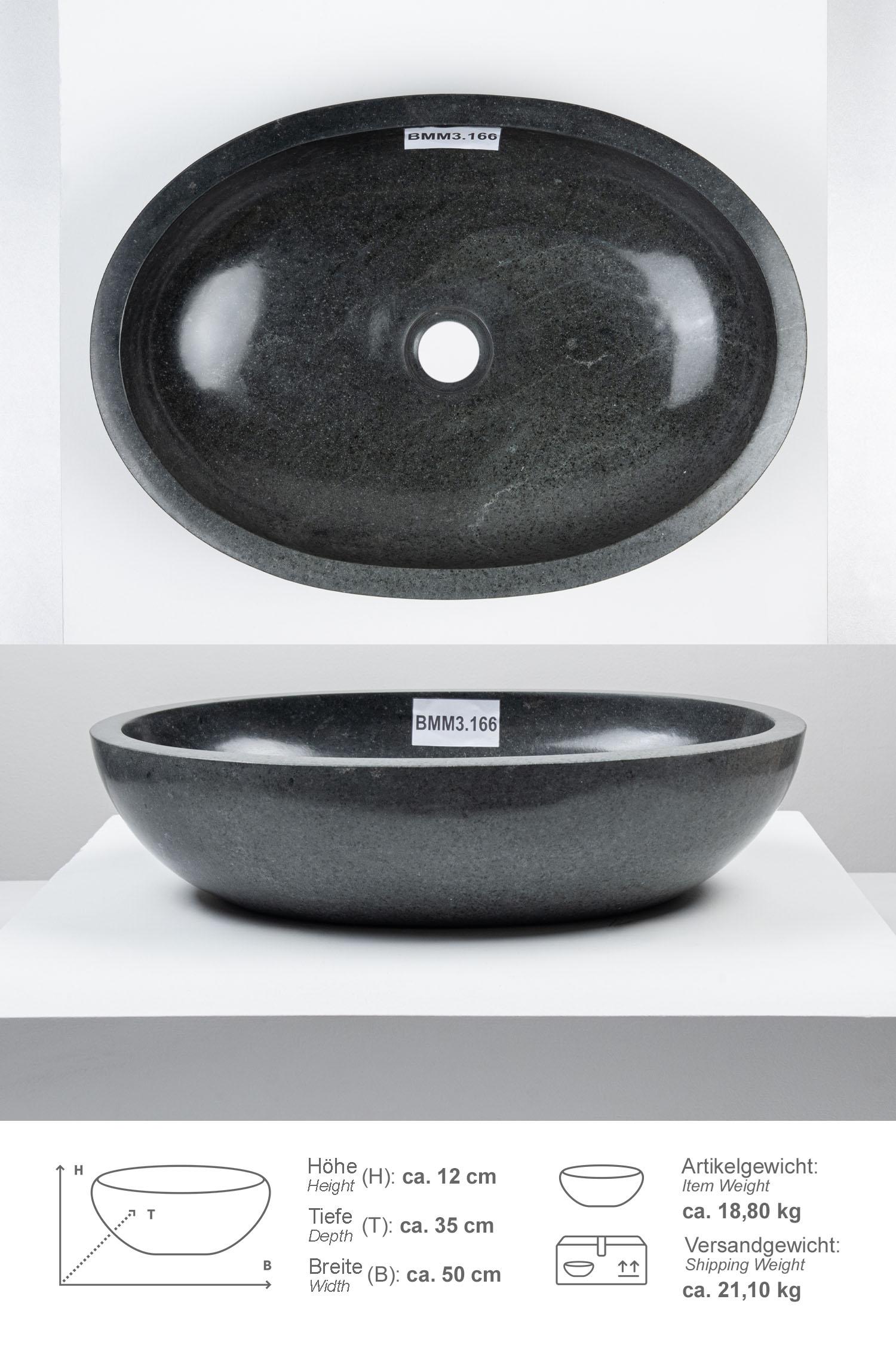 Andesit Steinwaschbecken MARA 50 cm poliert grau oval
BMM3.166