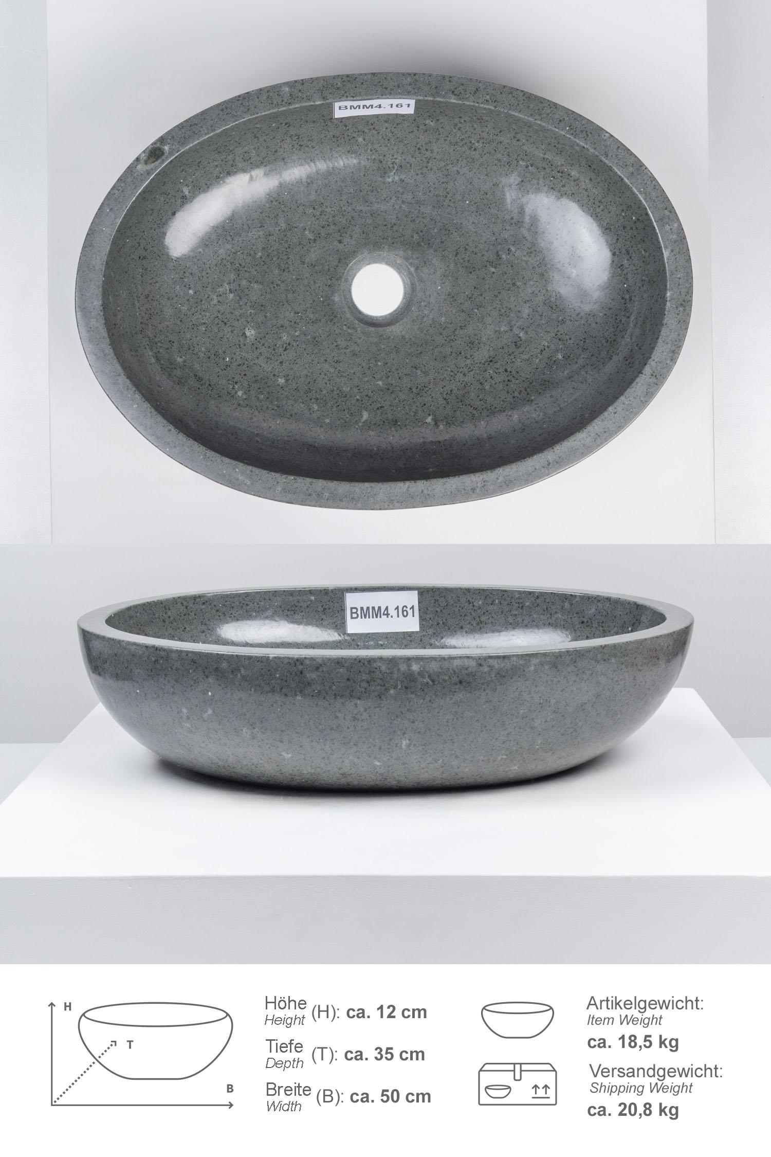 Andesit Steinwaschbecken MARA 50 cm poliert grau oval
BMM4.161