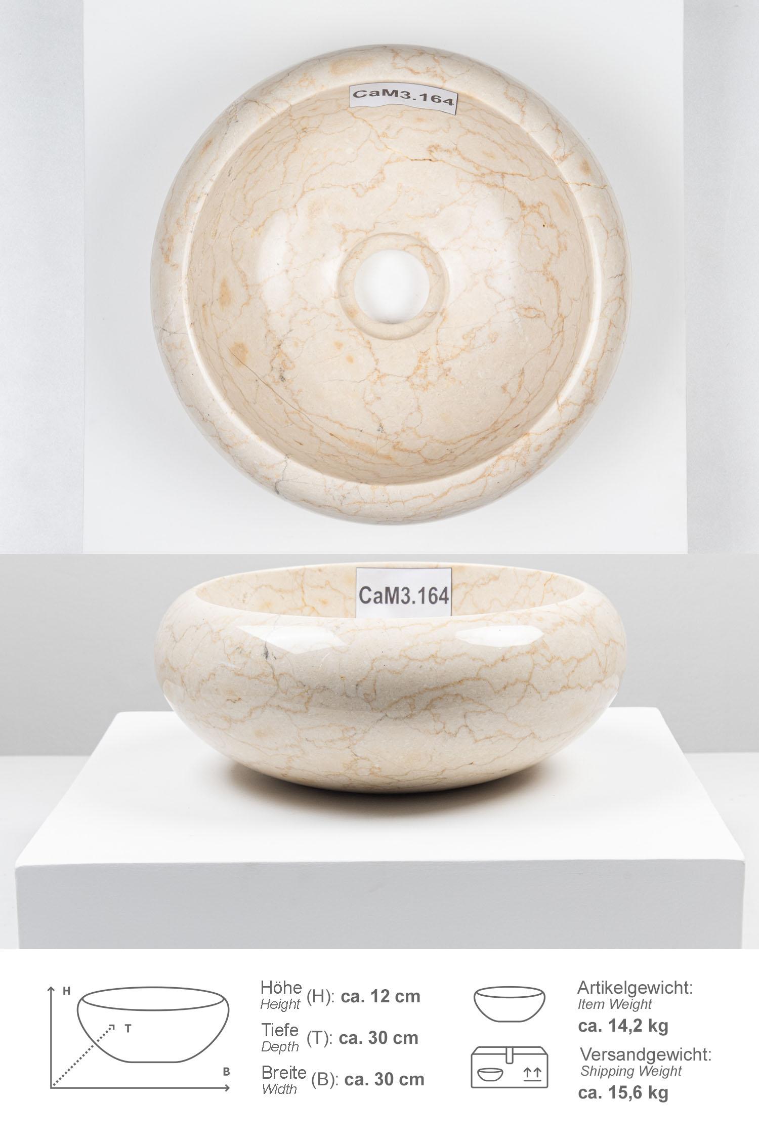 Marmor Waschbecken Asbak mini 30 cm poliert creme
CaM3.164