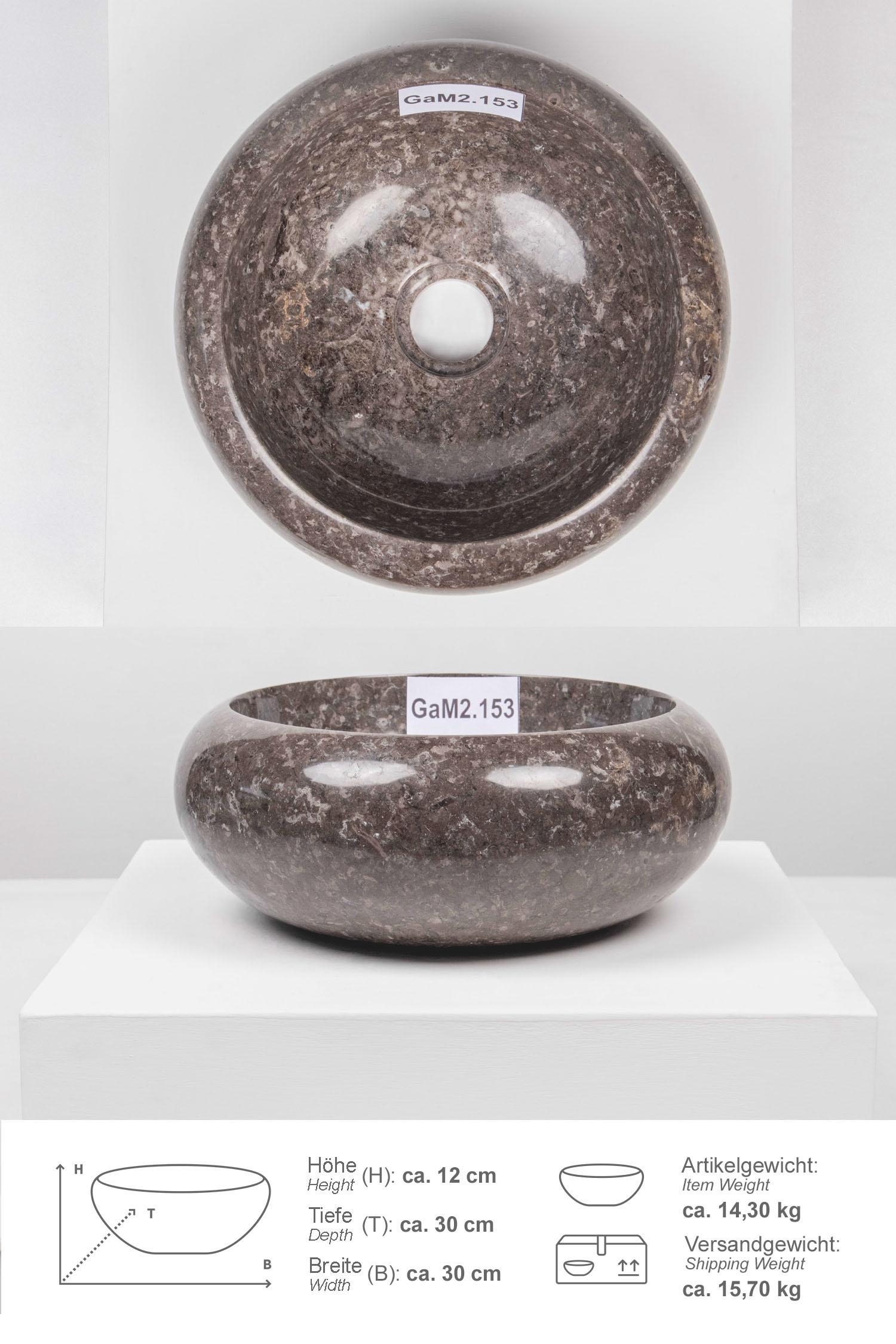 Marmor Waschbecken 30cm Asbak mini poliert grau
GaM2.153