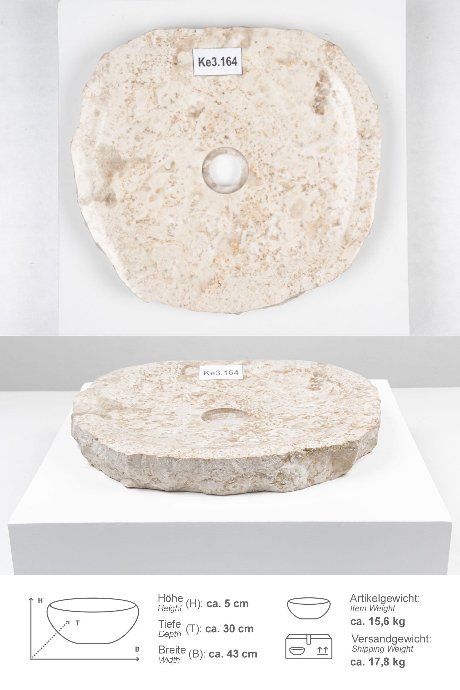 Erosi Marmor Waschbecken extraflach 40 cm creme Ke3.164