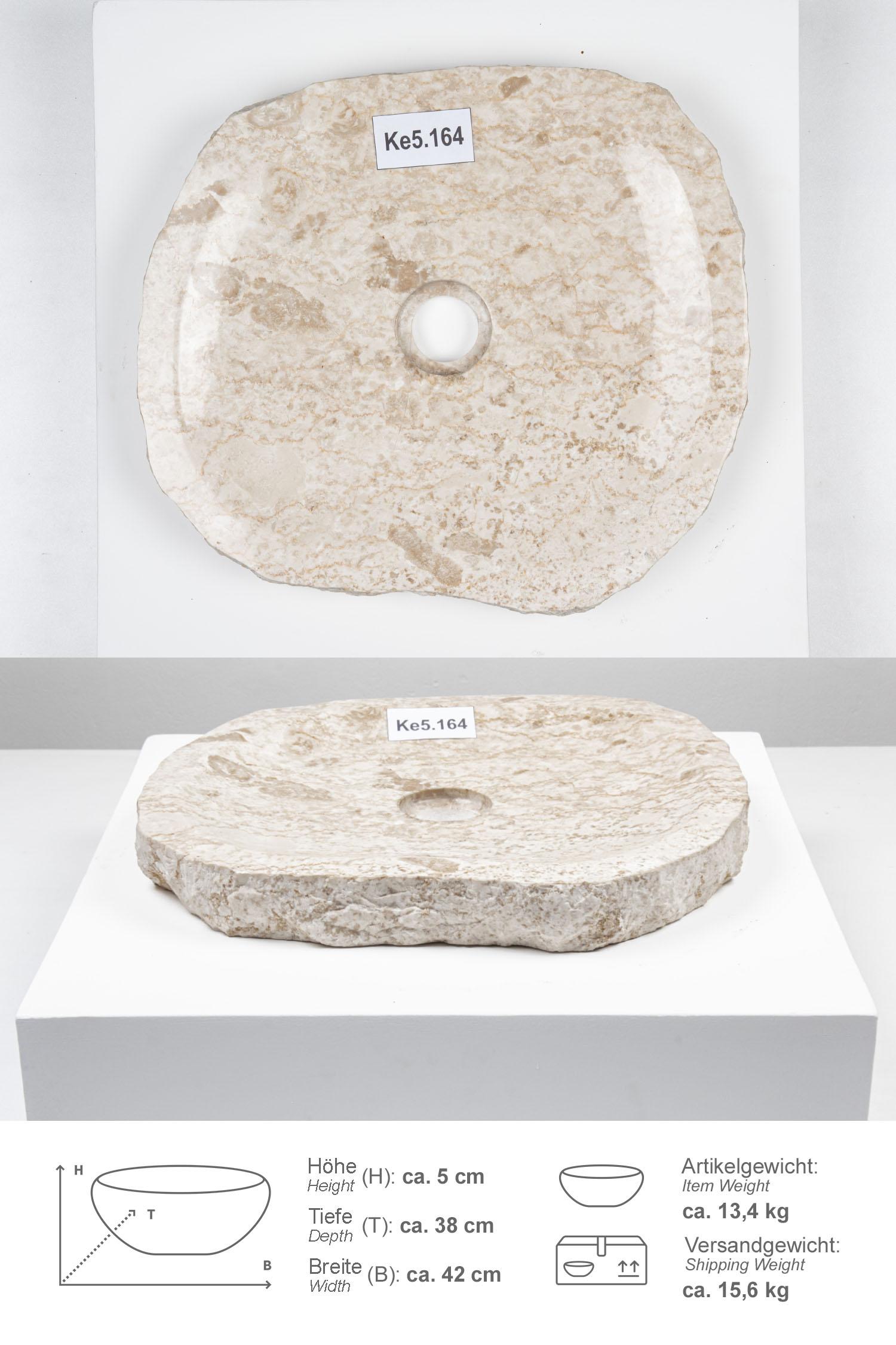 Erosi Marmor Waschbecken extraflach 40 cm creme
Ke5.164