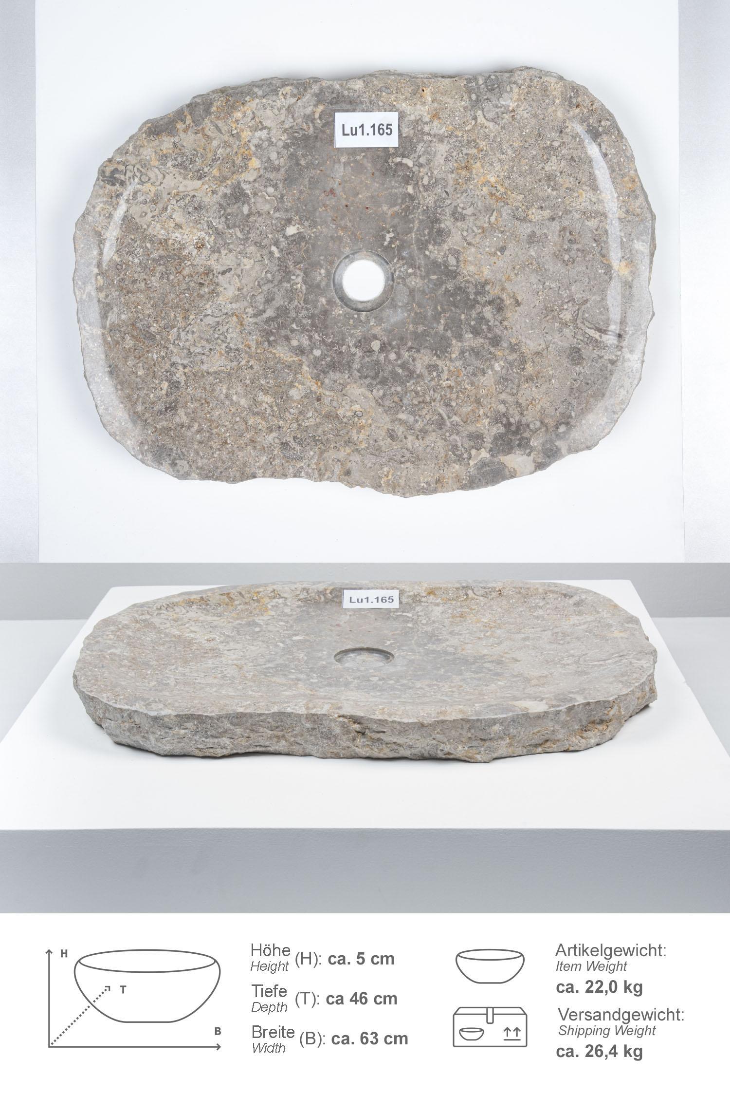 Erosi Marmor Waschbecken extraflach 60 cm grau
Lu1.165