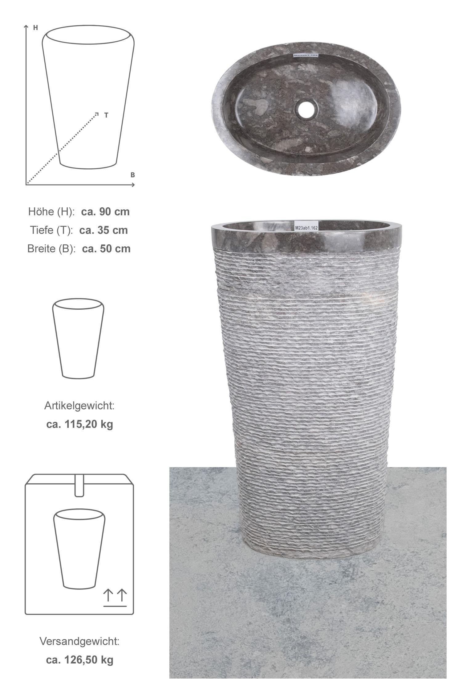 Marmor Standwaschbecken OVAL schwarz gehämmert
M23ab1.162