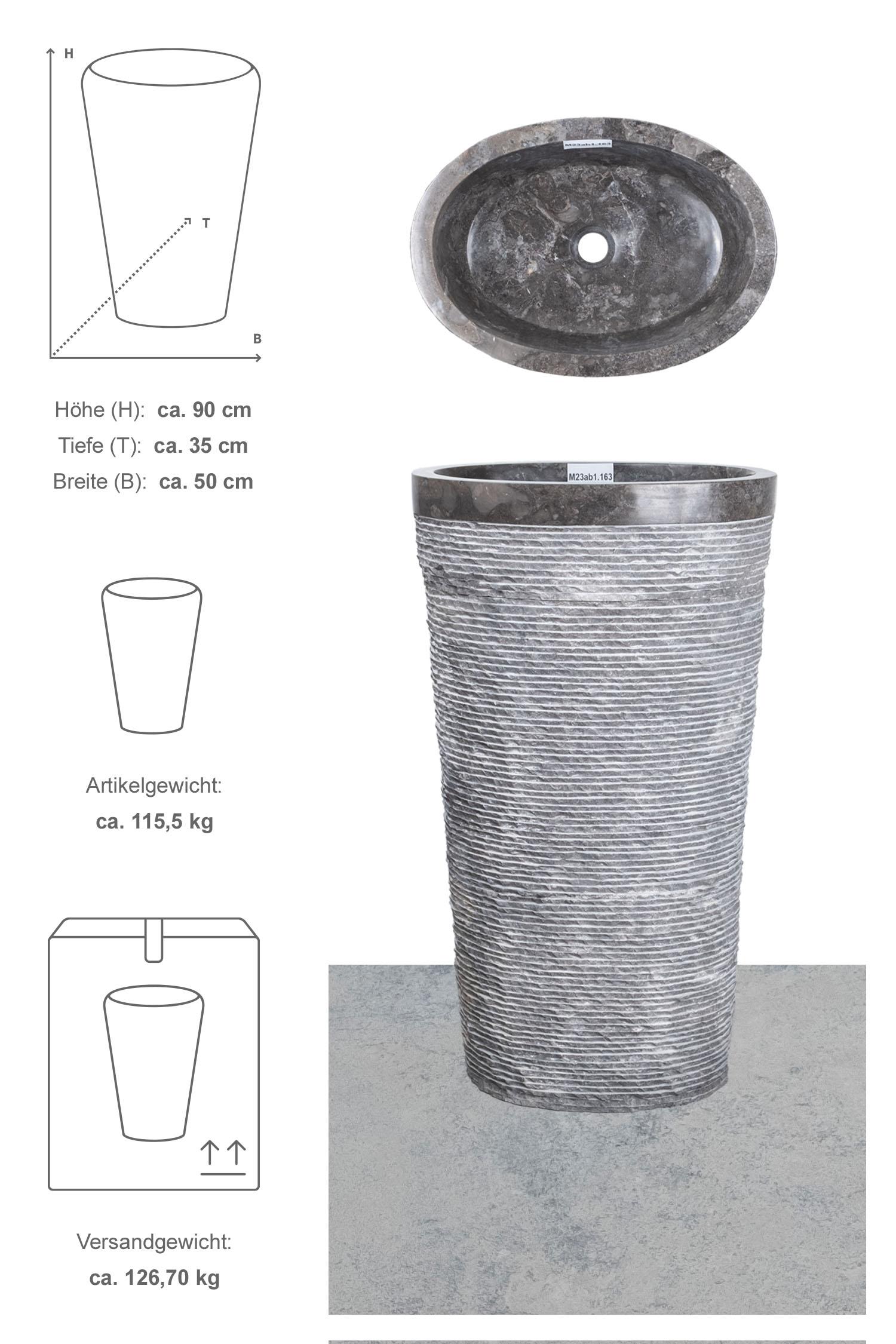 Marmor Standwaschbecken OVAL schwarz gehämmert
M23ab1.163