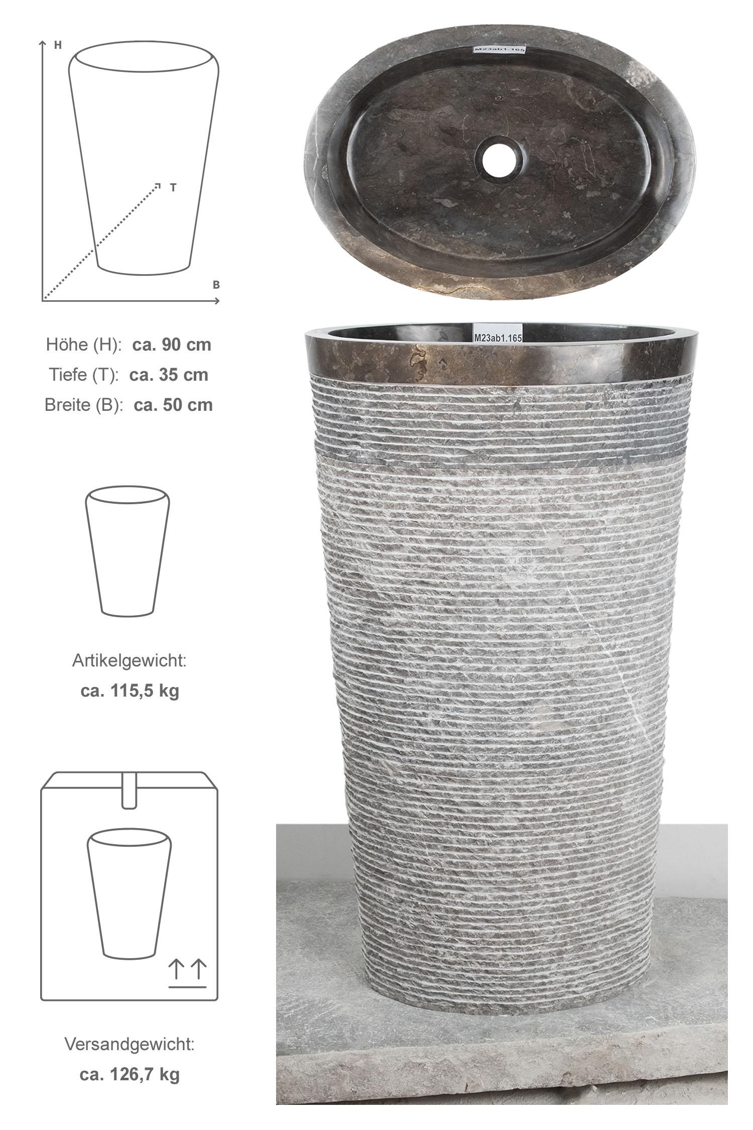 Marmor Standwaschbecken OVAL schwarz gehämmert
M23ab1.165