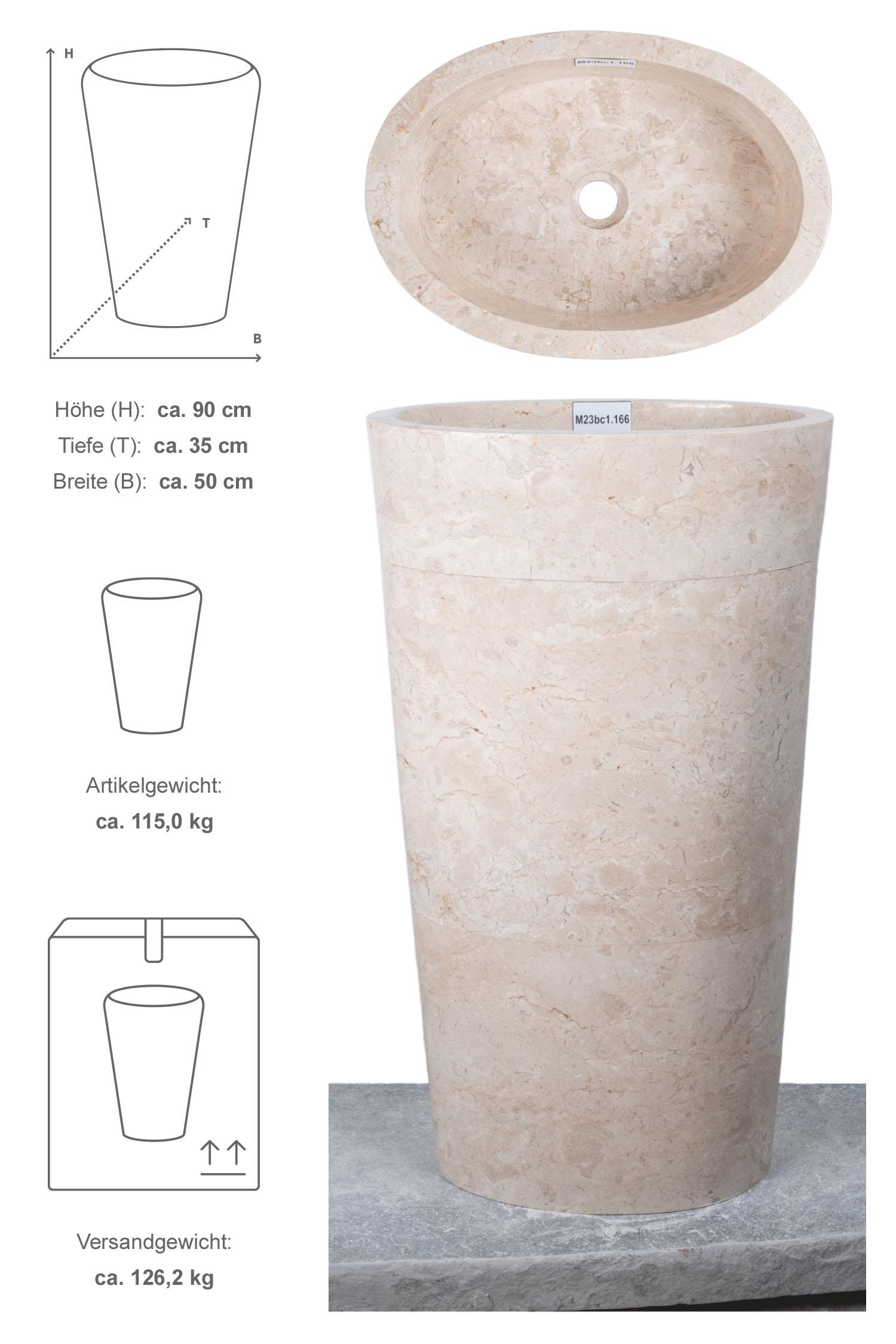 Marmor Standwaschbecken OVAL creme poliert
M23bc1.166